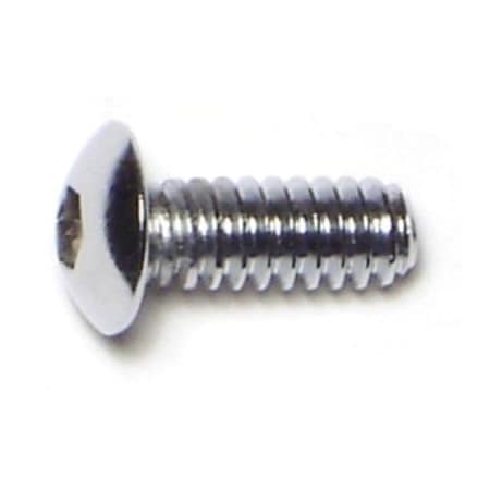 Midwest Fastener #10-24 Socket Head Cap Screw, Button, Chrome Plated Steel, 1/2 in Length, 10 PK 74204